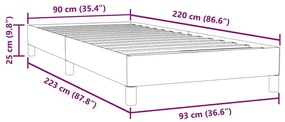 Κρεβάτι Boxspring χωρίς Στρώμα Σκούρο Γκρι 90x220 εκ. Βελούδινο - Γκρι