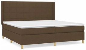 Κρεβάτι Boxspring με Στρώμα Σκούρο Καφέ 200x200 εκ. Υφασμάτινο - Καφέ