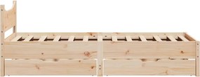 vidaXL Πλαίσιο Κρεβατιού με Συρτάρια 75x190εκ. Μασίφ Πεύκο