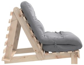 Καναπές Κρεβάτι Futon με Στρώμα 90x206x11 εκ. Μασίφ Ξύλο Πεύκου - Καφέ