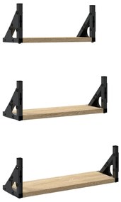 vidaXL Ράφια Τοίχου Σετ 3 Τεμαχίων Sonoma Δρυς από Επεξεργασμένο Ξύλο
