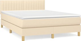vidaXL Κρεβάτι Boxspring με Στρώμα Κρεμ 140x200 εκ. Υφασμάτινο