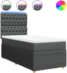 vidaXL Κρεβάτι Boxspring με Στρώμα Σκούρο Γκρι 90x200 εκ. Υφασμάτινο