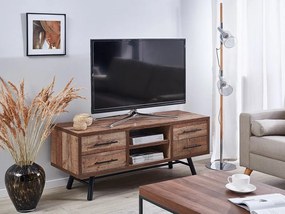 Τραπέζι Tv Berwyn 100, Ανοιχτό χρώμα ξύλου, Μαύρο, 127x51x40cm, 47 kg | Epipla1.gr
