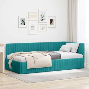 vidaXL Κρεβάτι Γωνίας με κεφαλάρι Τιρκουάζ 100 x 200 cm Βελούδο