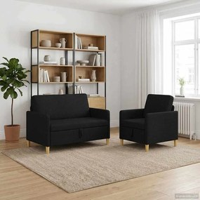 vidaXL Σαλονάκι Σετ Με Αποθηκευτικό Χώρο 2 pcs Μαύρο Πολυεστέρας