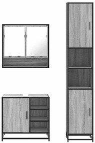 vidaXL Σετ Επίπλων Μπάνιου 3 Τεμαχίων Γκρι Sonoma Επεξεργασμένο Ξύλο