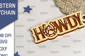 Intra απο ξύλο plywood 3mm-4mm πάχος - Cowboy Western Keychain Laser Cut Δίασταση 4x4 cm INTRAFABR-99200394