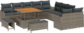 vidaXL Σετ Καναπέ Κήπου 13 pcs Γκρι συνθετικό ρατάν