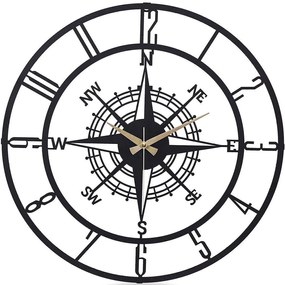 Ρολόι Τοίχου Buinella 902LMN1139 Φ50cm Black-Gold Wallity Metal