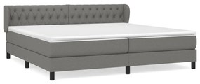 vidaXL Κρεβάτι Boxspring με Στρώμα Σκούρο Γκρι 200x200 εκ. Υφασμάτινο