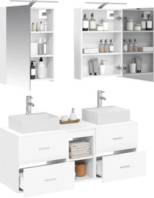 vidaXL Σετ Επίπλων Μπάνιου 5 pcs Λευκό Επεξεργασμένο Ξύλο και Γυαλί