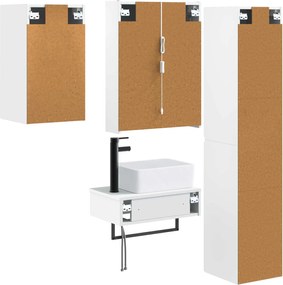 vidaXL Σετ Επίπλων Μπάνιου 5 pcs Λευκό Επεξεργασμένο Ξύλο και Γυαλί
