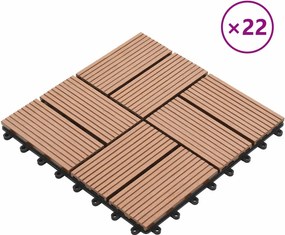 vidaXL Πλάκα Κατασκευής 22 pcs Καφέ 30 x 30 cm WPC