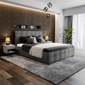 Κρεβάτι Roi 160x200 ύφασμα ανθρακί + αποθηκευτικό χώρο