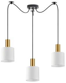 SE21-GM-4-BL3-SH1 ADEPT TUBE Gold Matt Pendant White Fabric Shade+