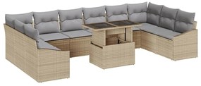 vidaXL Σετ Καναπέ Κήπου 11 pcs μπεζ και ανοιχτό γκρι 100 x 55 x 73 εκ
