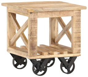 vidaXL Βοηθητικό Τραπέζι με Ρόδες 40x40x42 εκ. Ακατέργαστο Ξύλο Μάνγκο