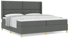 vidaXL Κρεβάτι Box Spring με στρώμα Σκούρο Γκρι 200x200 εκ Υφάσμα