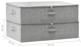 Κουτιά Αποθήκευσης 2 τεμ. Γκρι 70 x 40 x 18 εκ. Υφασμάτινα - Γκρι