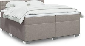 vidaXL Κρεβάτι Boxspring με Στρώμα Taupe 200x200 εκ. Υφασμάτινο