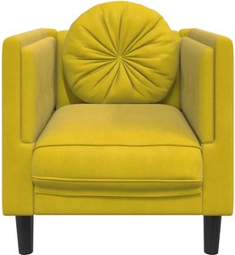 vidaXL Πολυθρόνα Κίτρινη Βελούδινη με Μαξιλάρι