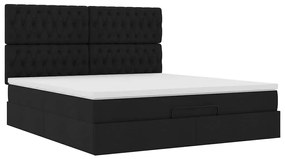 vidaXL Οθωμανικό κρεβάτι με στρώμα Μαύρο 160x200cm Ύφασμα