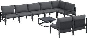 vidaXL Σετ Καναπέ Κήπου με μαξιλάρι Ανθρακί Ατσάλι
