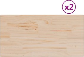 vidaXL Επιφάνειες Τραπεζιού Ορθογώνιες 2 τεμ. 80x50x1,7 εκ Μασίφ Πεύκο