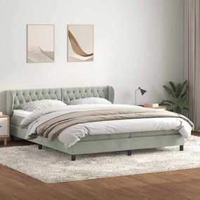 Box Spring κρεβάτι με στρώματα ανοιχτό γκρι 180x220cm Βελούδινο - Γκρι