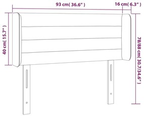 Κεφαλάρι Κρεβατιού LED Μαύρο 93x16x78/88 εκ. Βελούδινο - Μαύρο