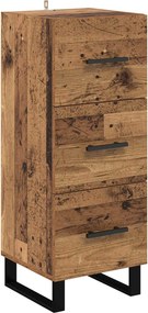 vidaXL Πλαϊνό γραφείο με συρτάρι Παλιό Ξύλο 34,5 x 34 x 90 εκ.