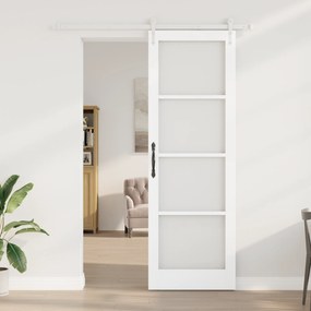 vidaXL Συρόμενη Πόρτα  με Εξαρτήματα Λευκή 78x232 εκ. Συμπαγές Ξύλο Πέυκο