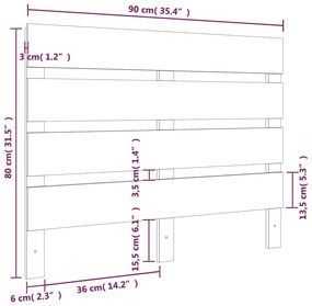 Κεφαλάρι Κρεβατιού 90 x 3 x 80 εκ. από Μασίφ Ξύλο Πεύκου - Καφέ