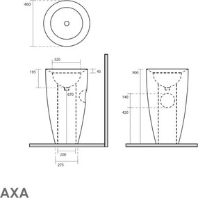 Axa DP Ø46 Black Matt - Επιδαπέδιος νιπτήρας