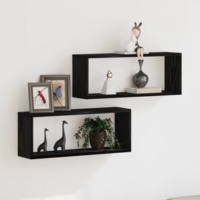 vidaXL Ράφια 2 Πακέτο Μαύρη Δρυς 60x15x23 εκ Κατασκευασμένα από Μηχανική Ξυλεία