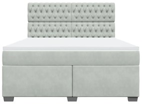 vidaXL Κρεβάτι Boxspring με Στρώμα Ανοιχτό Γκρι 180x200 εκ. Βελούδινο