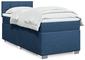 vidaXL Κρεβάτι Boxspring με Στρώμα Μπλε 90x190 εκ.Υφασμάτινο