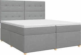 vidaXL Κρεβάτι box spring με στρώμα Ανοιχτό γκρι 200 x 200 cm Ύφασμα