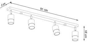 Sollux Φωτιστικό οροφής Nero 4,ατσάλι,4xGU10/40w