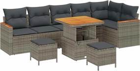 vidaXL Σετ Καναπέ Κήπου 9 pcs Γκρι συνθετικό ρατάν