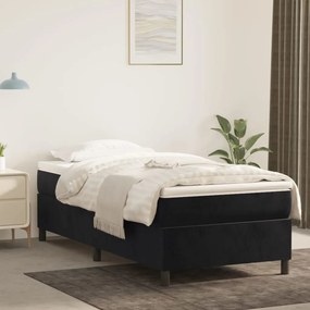 Κρεβάτι Boxspring με Στρώμα Μαύρο 90x190 εκ. Βελούδινο