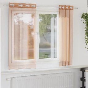 vidaXL Voile κουρτίνες με ροδέλες 2 τεμάχια Τερακότα