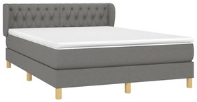 vidaXL Κρεβάτι Boxspring με Στρώμα Σκούρο Γκρι 140x190 εκ. Υφασμάτινο