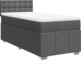 vidaXL Κρεβάτι Boxspring με Στρώμα Σκούρο Γκρι 100x200 εκ. Υφασμάτινο