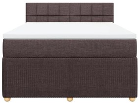 vidaXL Κρεβάτι Boxspring με Στρώμα Σκούρο Καφέ 140x200 εκ Υφασμάτινο