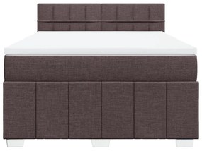 vidaXL Κρεβάτι Boxspring με Στρώμα Σκούρο Καφέ 140x200 εκ Υφασμάτινο