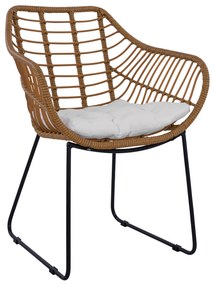 Πολυθρόνα Κήπου ArteLibre ABURIUS Φυσικό/Μαύρο Rattan/Μέταλλο 63x60x83.5cm-14510058