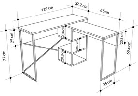 Γραφείο Λευκό CANEBO 110x102.5x77