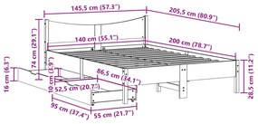 ΠΛΑΙΣΙΟ ΚΡΕΒΑΤΙΟΥ ΣΥΡΤΑΡΙΑ ΛΕΥΚΟ 140X200 ΕΚ. ΜΑΣΙΦ ΞΥΛΟ ΠΕΥΚΟΥ 3301906